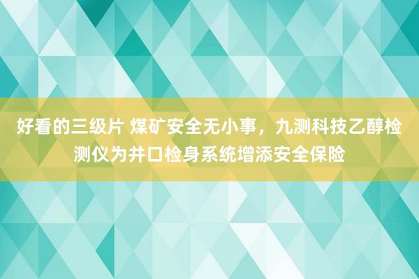 好看的三级片 煤矿安全无小事，九测科技乙醇检测仪为井口检身系统增添安全保险