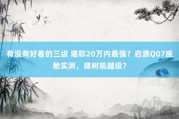 有没有好看的三级 堪称20万内最强？启源Q07座舱实测，建树能越级？