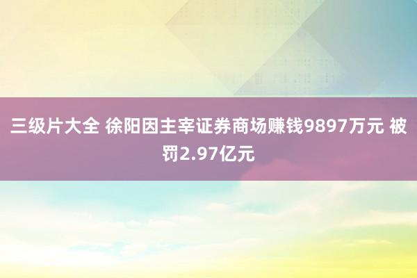三级片大全 徐阳因主宰证券商场赚钱9897万元 被罚2.97亿元