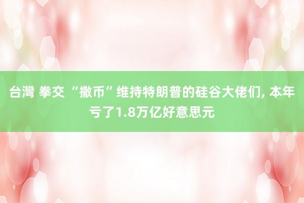 台灣 拳交 “撒币”维持特朗普的硅谷大佬们， 本年亏了1.8万亿好意思元